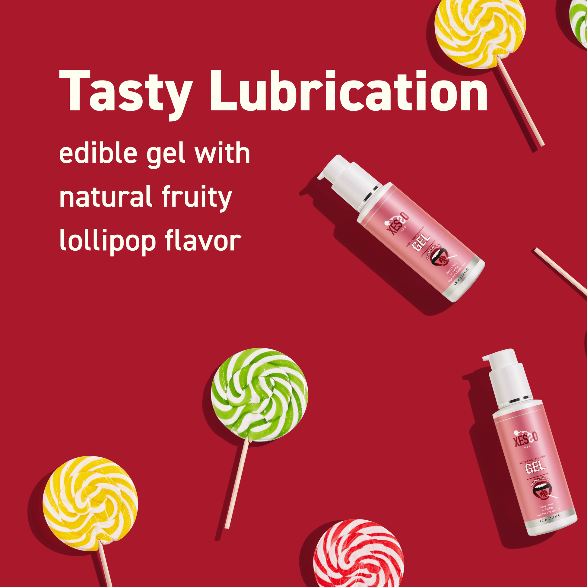 XESSO Lube & More Waterbased Lube XESSO Water-based Edible Flavored Gel, Naughty Lollipop, 4 fl oz